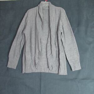 JASON MAXWELL Cardigan Womens Size 3X Gray Open Front Sweater Waterfall Cozy